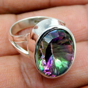 Anillo de Plata de Ley 925 con Piedra Preciosa de Cuarzo Místico, Joyería de Plata de Ley, Anillos de Compromiso y Boda para Mujer - Product Image 1