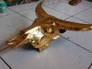 ของตกแต่งแขวนผนังทำจากเรซินหัวเทียมดีไซน์แบบมีสไตล์ทำจากวัวและควายสีทอง - Product Image 4