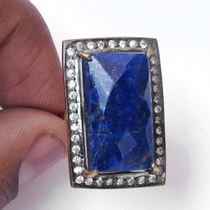 Adorable Lapis_White CZ 925 Sterling Silver Ring, Sterling Silver Jewelry, Wholesale Silver Jewelry - Product Image 6