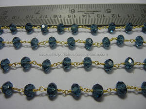 Iolite rondelle สร้อยคอลูกปัดสีเขียวลวดชุบทองประดับอัญมณี - Product Image 3