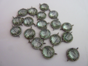 Quartz rutile noir naturel en argent sterling 925 fait à la main CZ pavé de diamants or vermeil composants de résultats de bijoux - Product Image 3