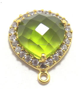 925 connecteur de lunette en argent Sterling fait à la main vert Onyx cubique Zircon composant de bijoux pour collier pendentif Sameer Art Craft - Product Image 2