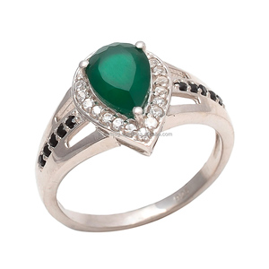 แหวนเงินสเตอร์ลิงประดับอัญมณีเพทายสีเขียวธรรมชาติปรับแต่งได้ปรับแต่งได้925ทันสมัยเหมาะสำหรับงานเลี้ยงงานแต่งงาน - Product Image 1