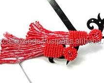 Boucles d'oreilles pampilles en diamant blanc, perles de pierres précieuses rubis, pendentifs de styliste, or jaune 18k - Product Image 3