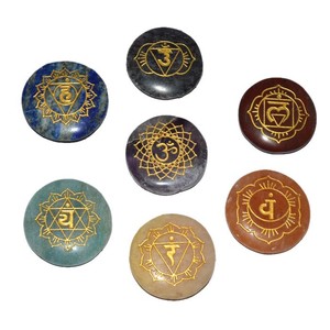 Juego de siete chakras ecológico de sánscrito, yoga, orgón, piedra natural, proveedor de terapia, juego de equilibrio Premium de piedras preciosas, venta al por mayor - Product Image 1