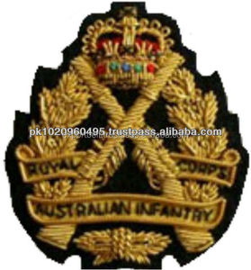 Customized Uniform Blazer Badges Felt <b>Fabric</b> Hand Embroidery <b>Sequins</b> Bullion <b>Gold</b> Wire 3D Nickel-Free Crests Rank - Product Image 4