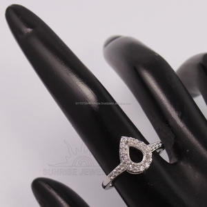 5x7mm poire CZ Semi monture bague de mariage toutes les tailles 925 solide en argent Sterling poire coupe griffe ensemble beaux bijoux mignons - Product Image 1