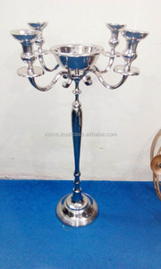 Candelabro de Metal Plateado Personalizado, Hecho a Mano, con Centro de Flores Cilíndrico, para Decoraciones de Boda y Navidad, Marca OMKAAR, ¡En Oferta! - Product Image 2