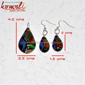 Lampworking Murano ชุดเครื่องประดับ,จี้แก้วแฮนด์เมดหลากสีพร้อมต่างหู - Product Image 5