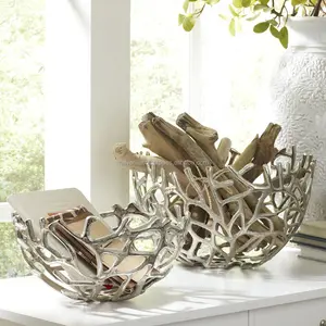 New Designer silver metal fruit bowl decorated Branches fruit holder Home kitchen counter top fruit basket Bowl