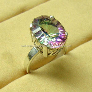 Bagues en topaze mystique, argent, bijoux en pierres précieuses, offre gros - Product Image 1