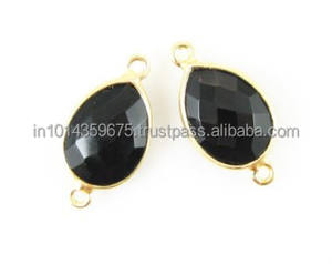 Conector de piedras preciosas de ónix negro de Plata de Ley 925, chapado en oro, estilo clásico, diseñador de aniversario Unisex, fabricación de joyas - Product Image 6