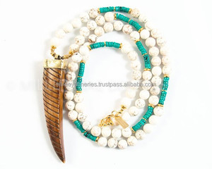 Collar con colgante de piedra de Firoza, estilo Tribal - Product Image 3