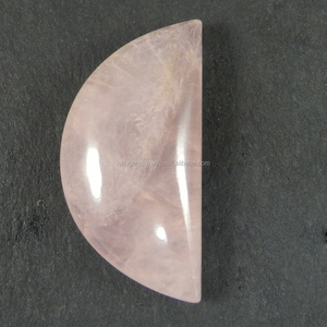 17*35mm Natural Rose Quartz 7.20 Gms Half Moon Cabochon Gemstone IG0303 - Product Image 2