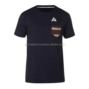 Camiseta de 100% algodón con logo y diseño personalizado, Camiseta de cuello redondo, color negro