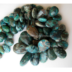 Cuentas de pera facetadas de crisocola natural, cuentas de piedras preciosas de 8x12mm a 16x23mm, cuentas de piedra - Product Image 2