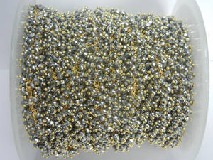 Cadena de piedras preciosas chapadas en oro de pirita China (Anguri) - Product Image 2