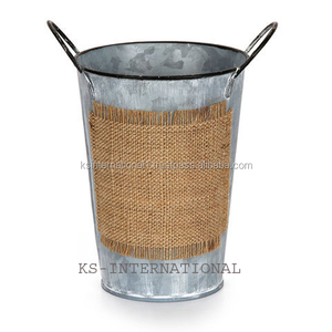 Cubos de Metal con aspecto Vintage galvanizado, para el mercado francés, con etiqueta de arpillera en la parte delantera - Product Image 1