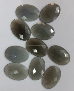 Piedra preciosa de piedra lunar gris natural de alta calidad, piedra semipreciosa lisa de corte ovalado facetado, piedra para hacer joyas a precio mayorista - Product Image 2