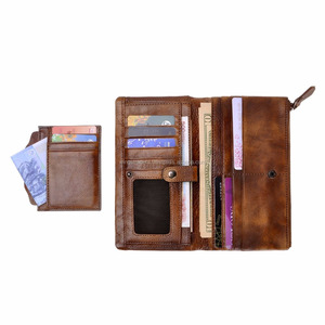 Cartera de mano larga de cuero, Cartera de mano hecha a mano con tarjetero extraíble - Product Image 5