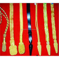 Nœuds de sabre cérémoniels en fil de bullion tricoté à la main, noir et or, accessoires d'uniforme en cuir, vente en gros, export