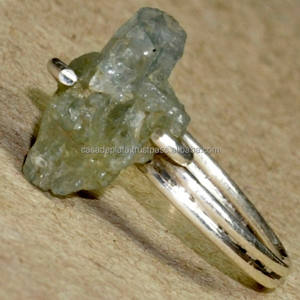 Anillo de Plata de Ley 925, anillo de plata con piedras preciosas naturales en bruto de Aguamarina, joyería chapada en plata, anillo de moda para mujer - Product Image 2