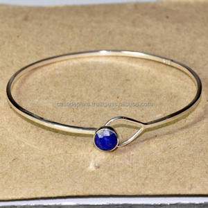 Lapislázuli Popular grande ancho 925 joyería de diamantes de imitación de plata esterlina decorar brazalete de calavera de oro brazalete de moda para mujeres - Product Image 2