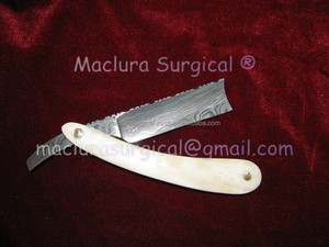 Rasoir droit en acier damassé fait à la main Maclura avec nouvelle lame en acier inoxydable à manche en os de chameau pour le rasage du visage et du corps des hommes - Product Image 5