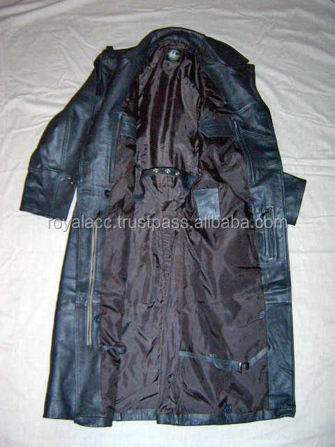 High Quality Customized Leather Fur Type Great Coat Field Grey Wool Jacket OEM Long Coat in Black Color Filling Material