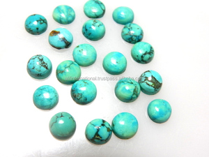 Cabujón turquesa tibetano natural calibrado 6MM piedra preciosa suelta redonda - Product Image 2