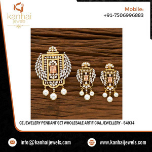 ชุดจี้เพชรสไตล์อเมริกัน54934เครื่องประดับเทียมชุดจี้เพชรสไตล์คลาสสิกเงางามยาวนาน - Product Image 2