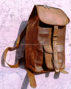 リアルレザーバックパックバッグ/純粋な革ヴィンテージラックから袋バッグインド