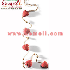 กระดิ่งลมรูปหัวใจสีแดงกระดิ่งโลหะแบบอินเดียสำหรับกลางแจ้งเครื่องประดับแขวนรูปหัวใจสำหรับสวนและบ้าน - Product Image 4