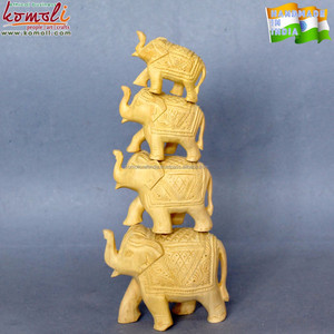 Figura de Elefante Tallada a Mano en Madera India, Artesanía para Decoración del Hogar, Coleccionables o Regalos Culturales - Product Image 4