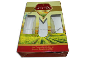 Boîte-cadeau en carton ondulé pour bouteille de vin, avec poignées, ouverture de fenêtre, 2 pièces - Product Image 4