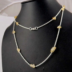 Magnifique collier pendentif en citrine jaune et argent sterling 925, chaîne maille forçat, style bohème, bijoux en pierres précieuses certifiées par un tiers - Product Image 6