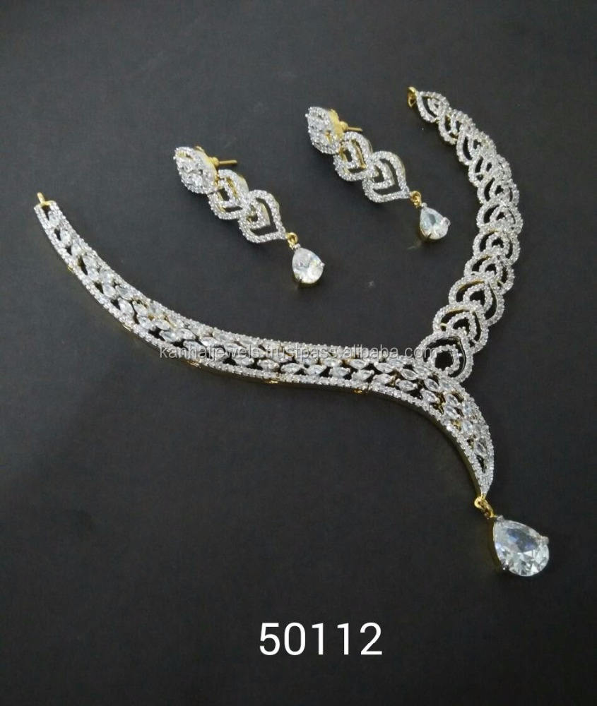 CZ Necklace Set Wholesalers Festive American Diamond Jewellery