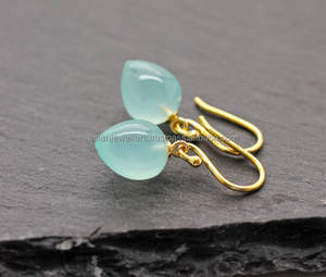 Aqua Chalcedony 925 Sterling Silver drop earrings - Product Image 1