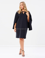 Dames Cape Élégante Robe Noire Élégante À La Mode Cravate Au Cou