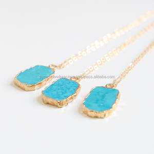 สร้อยคอชิ้นชุบด้วยไฟฟ้าสีทองสีเทอร์ควอยซ์สำหรับงานเลี้ยงหรือของขวัญ - Product Image 2