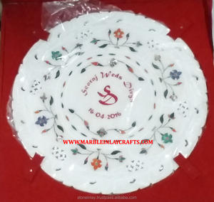 Artiste indien — plaque incrustation, en marbre blanc poli, luxueux - Product Image 1