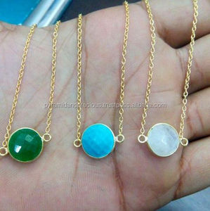 Semi preciosas de piedra redonda de piedras preciosas collar conector - Product Image 3