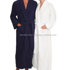 Bata de Baño de Algodón de Rizo de Alta Calidad, Ecológica, Suave y Transpirable, para Unisex, de Fabricante Indio - Product Image 1