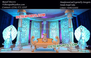 Piliers de scène en cristal Damroo pour mariage asiatique, décor de scène de mariage en cristal taillé diamant, décoration de scène de mariage indien Canada - Product Image 5