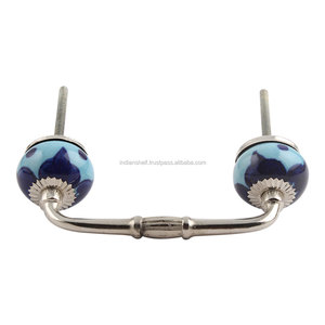 Poignées de pont de porte en céramique bleue, fait à la main, décoration de la maison, meuble de cuisine, 4 pouces, nouveau Design BH-89-CK-70 - Product Image 3