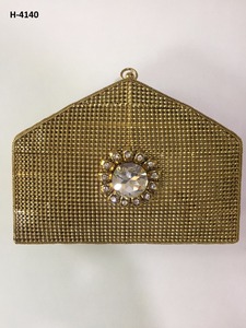 Handmade H4137 <b>Metal</b> Clutch Ladies Gold Silver Evening Tote Bags <b>Beaded</b> Party Bags-Available for Online Shopping in India - Product Image 4