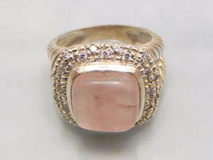Anillo de Bodas de estilo clásico de Plata de Ley 925 para mujer, anillo de piedras preciosas con gemas de cuarzo rosa y topacio - Product Image 2