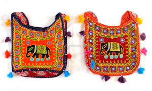 Wholesale Ethnic Handmade Elephant Embroidered Shoulder <b>Bag</b>/Bohemian <b>Hippie</b> Elephant Embroidered Cotton Crossbody <b>Bag</b>/Sling Hand - Product Image 5