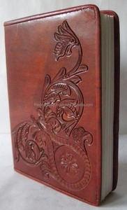 Diario de cuero de tamaño B5 hecho a mano, cuaderno A5 en relieve Floral con Paisley rústico Pippin, papel de trabajo, tapa dura, regalo de viaje - Product Image 3