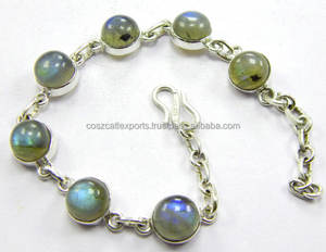 กำไลข้อมือพลอยลาบราโดไรต์ทรงหรูหรา พร้อมกรอบพลอย อุปกรณ์และส่วนประกอบเครื่องประดับระดับพรีเมียม ผลิตโดย Coszcalt Exports รุ่น IU14520D - Product Image 1